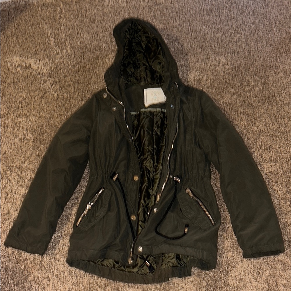 Angel Kiss Green Utility Jacket with Structured Shoulders